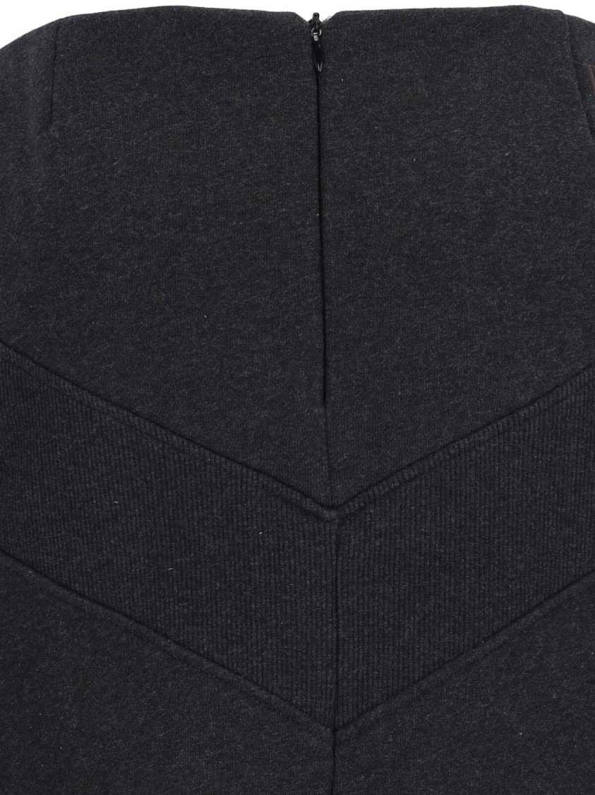 Attico Grey Midi Skirt With Logo Lettering And Handkerchief Hem In Cotton Woman In Gray