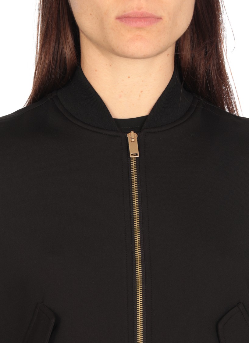 Shop Fabiana Filippi Scuba Bomber Jacket In Black