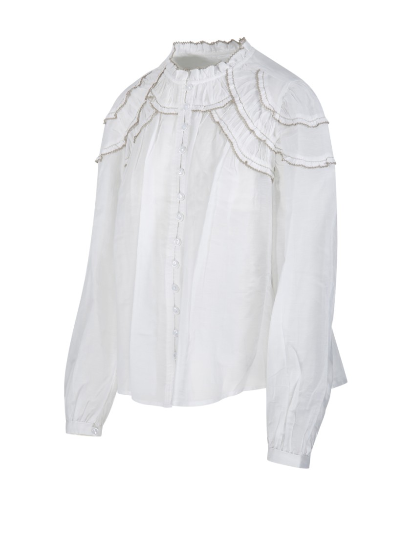 Isabel Marant Étoile Ruffled High-neck Blouse With Elegant Layered Details
