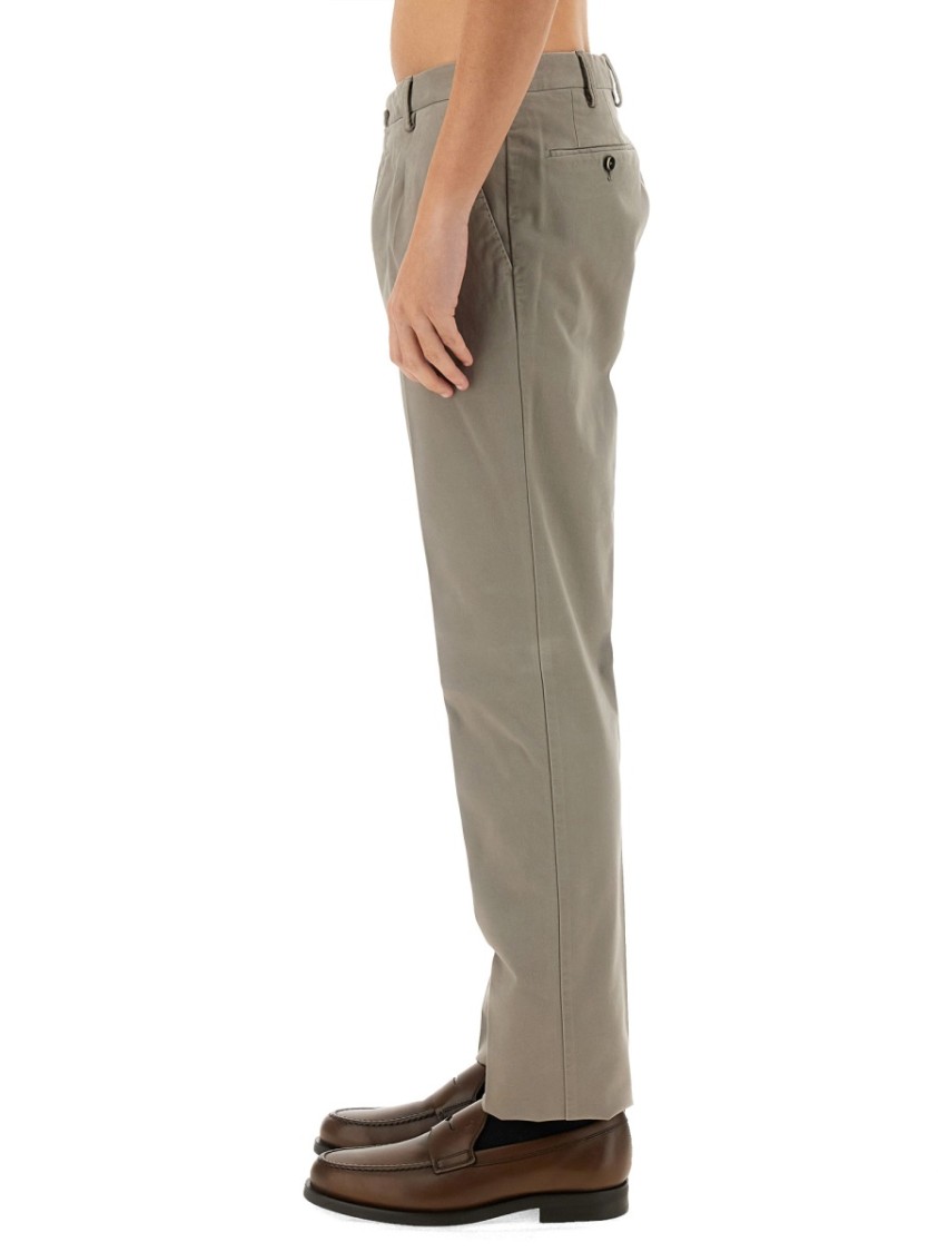 Pt Torino Gabardine Trousers With Back And Side Pockets In Grey