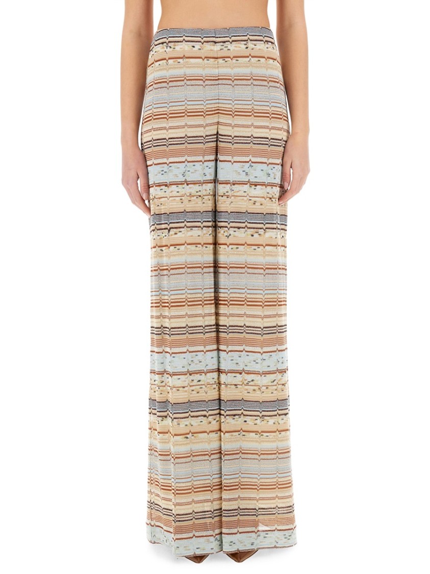 Shop Missoni Leggings With Zig Zag Lamé Fringe In Multicolor