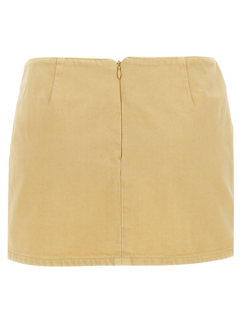 Magda Butrym Cotton Denim Miniskirt With 3d Floral Detail In Yellow