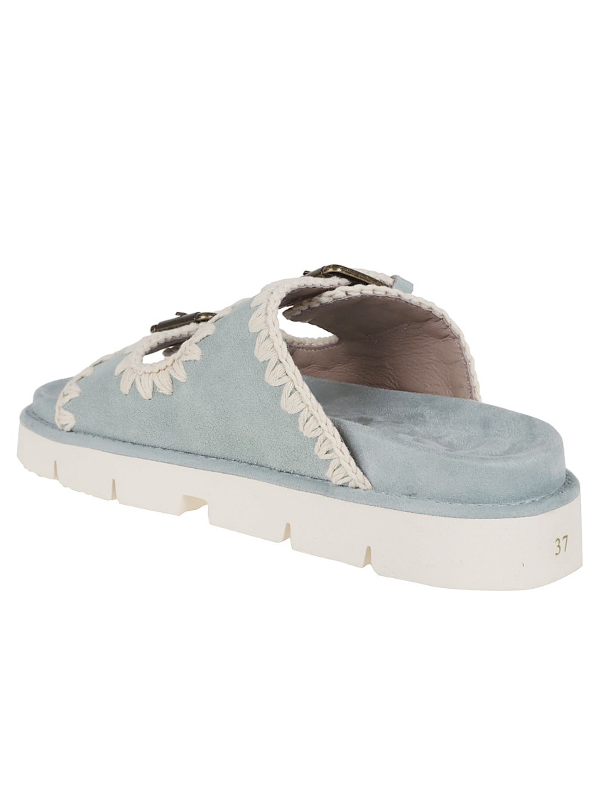 MOU MOU LEATHER SANDALS WITH EMBROIDERED UPPER AND SOLE