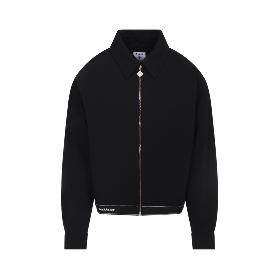 Casablanca Cropped Wool Jacket With Classic Collar In Black