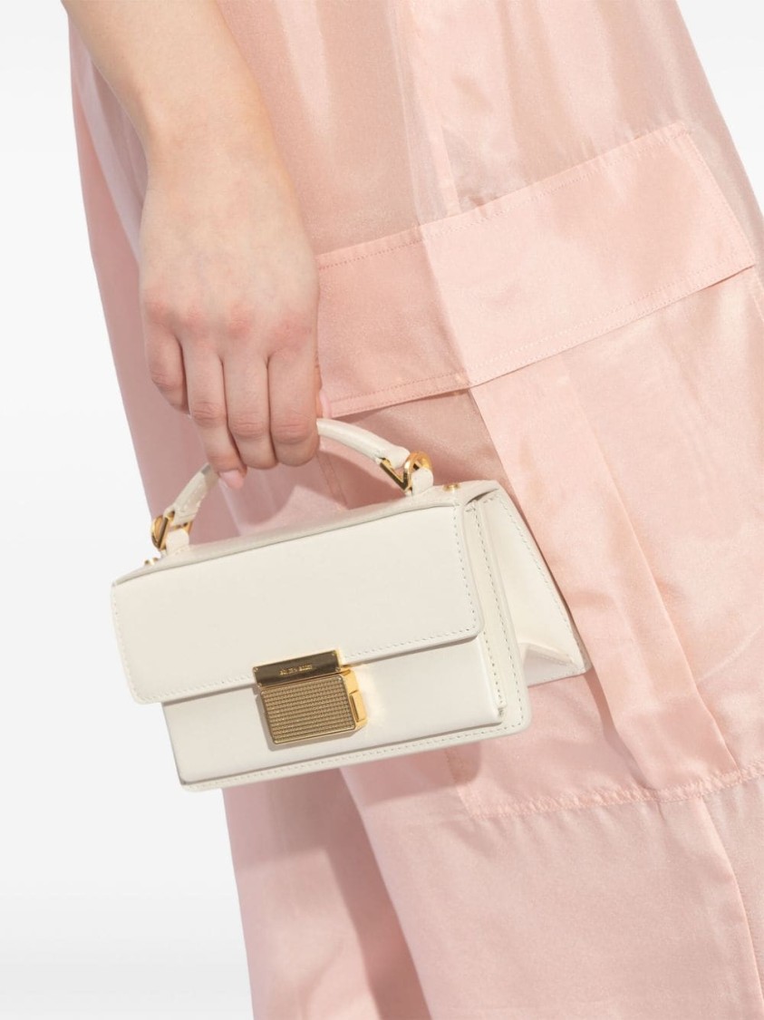 Golden Goose Deluxe Brand Structured Handbag With Gold-tone Clasp And Detachable Strap In Neutrals