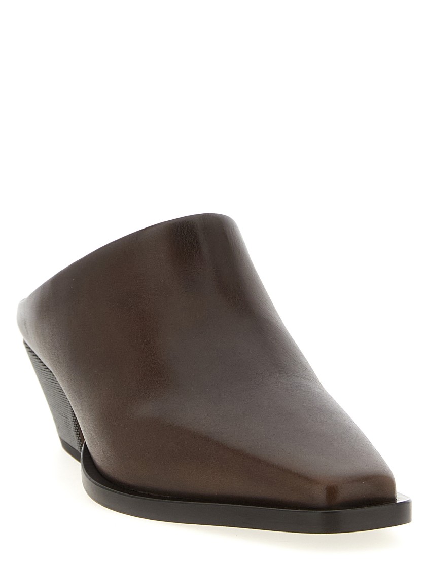 Brunello Cucinelli Western Leather Monili-heel Mules In Brown