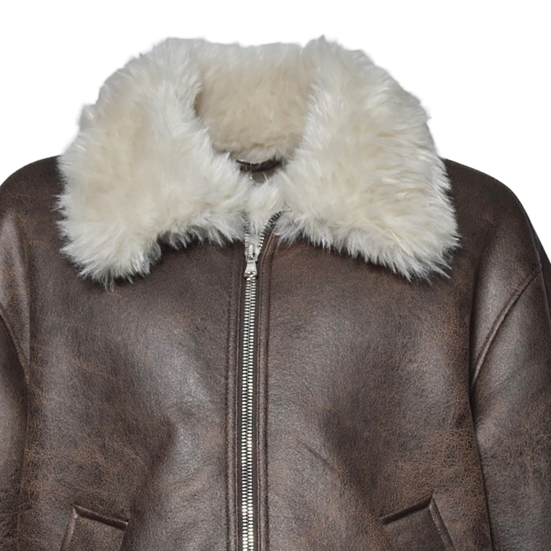 Séfr Short Single-breasted Shearling Jacket In Brown