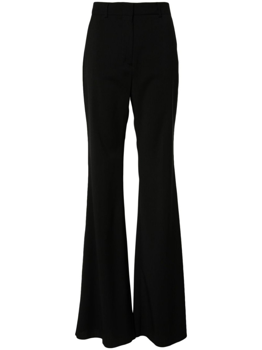 Sportmax Flared Virgin Wool Tailored Trousers In Black