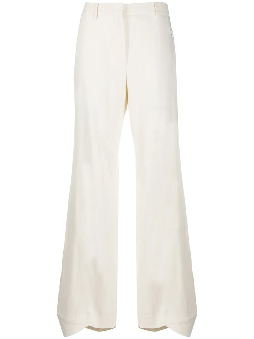 Off-white Flared Curved Cuff Trousers In Neutral