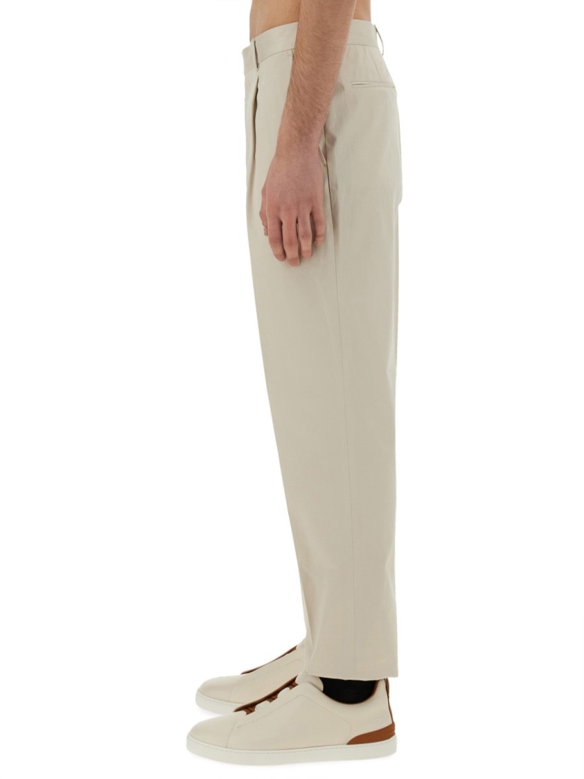 Shop Zegna Tailored Pants With Front Pleat In Neutrals
