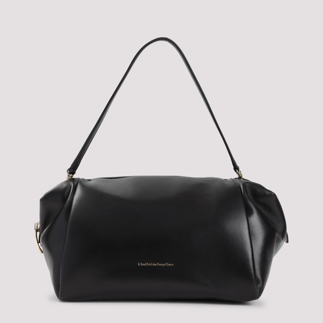 Shop Carven Black Leather Shoulder Bag With Gold Accent