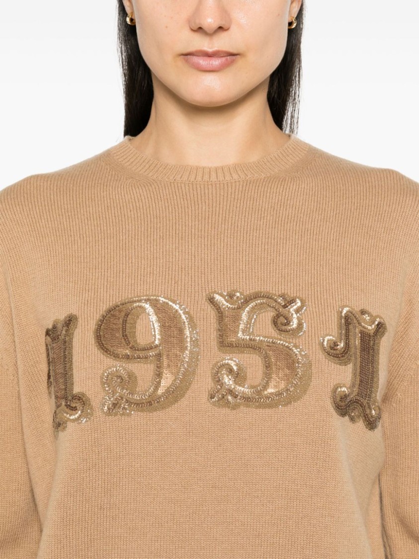 Max Mara Maxmara Women 1951 Sequin Embroidery Pullover In Brown