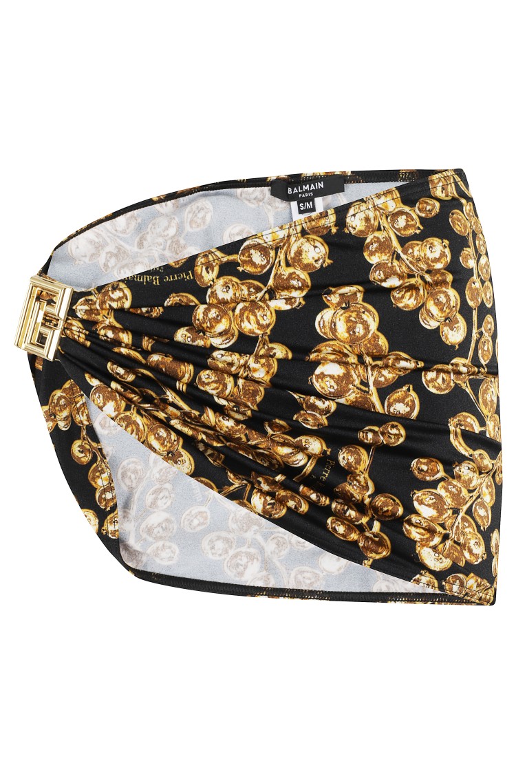 Shop Balmain Black Pareo With Logo Buckle