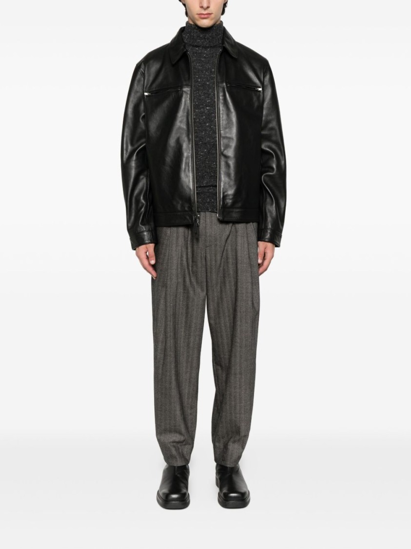 Drumohr Speckled Grey Turtleneck Sweater With Ribbed Cuffs In Black