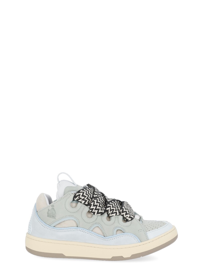 Lanvin Suede Leather Curb Sneakers Men In Blue