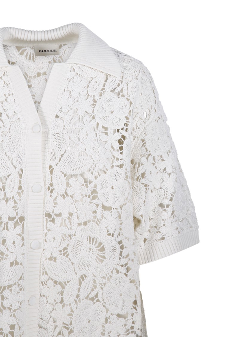Shop P.a.r.o.s.h Parosh Delicate Lace Knit Sweater In White