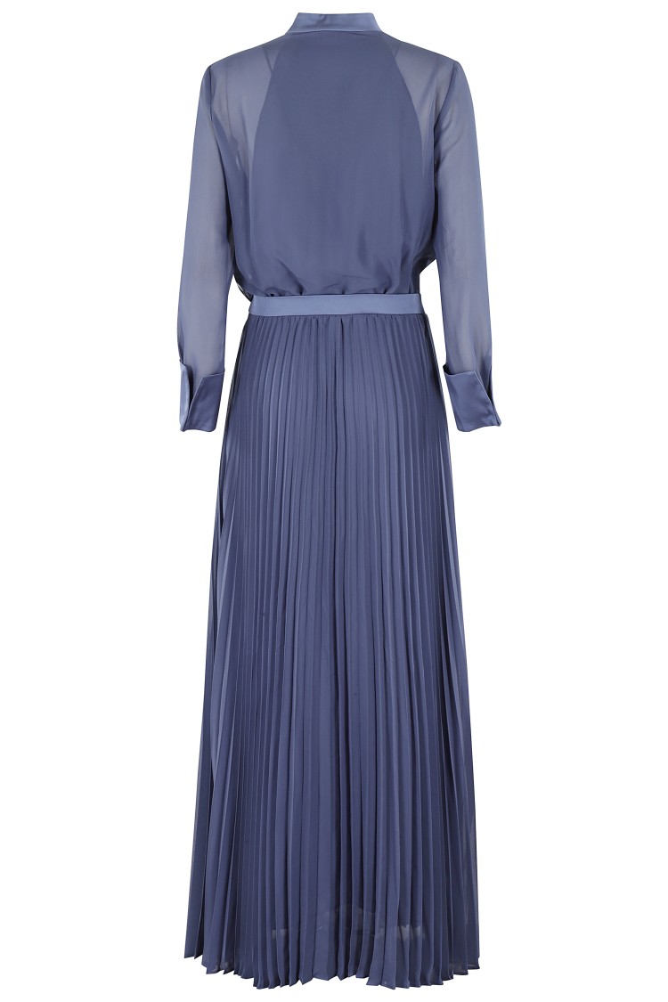 Shop Emporio Armani Maxi Dress In Techno Georgette In Blue
