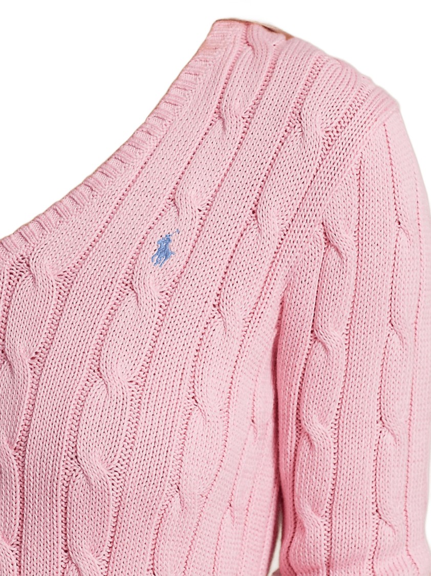 Polo Ralph Lauren Embroidered-logo Cable-knit Jumper In Pink