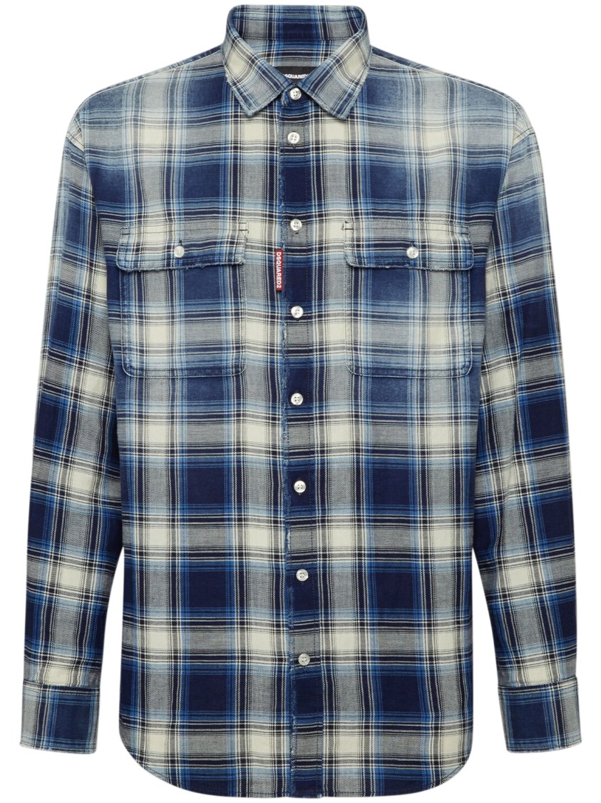 Dsquared2 Checked Pattern Shirt With Pockets And Collar In Multi