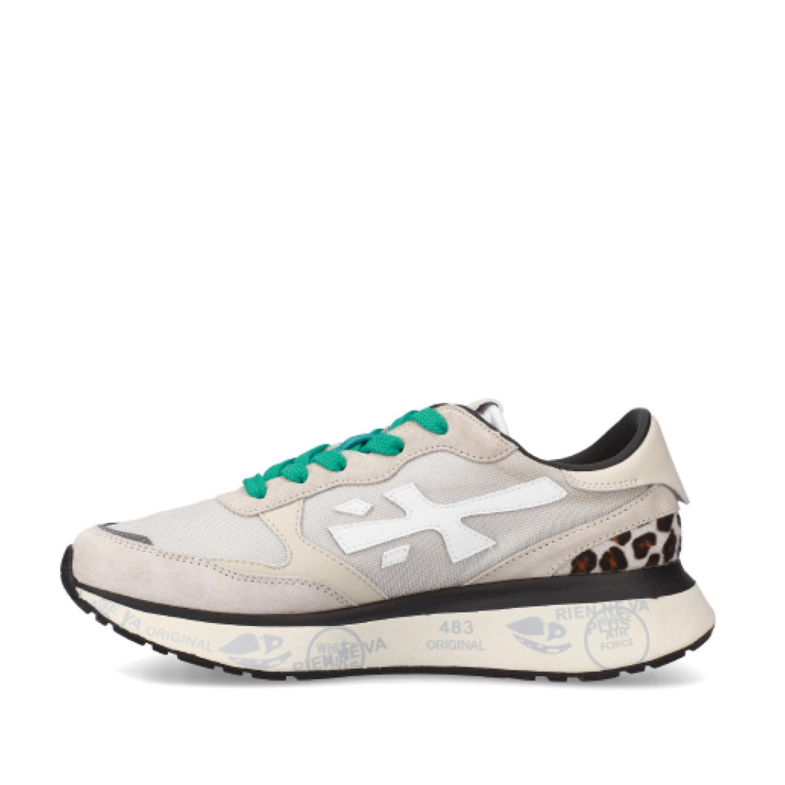 Premiata Low Top Sneakers With Animal Print Detail In Grey