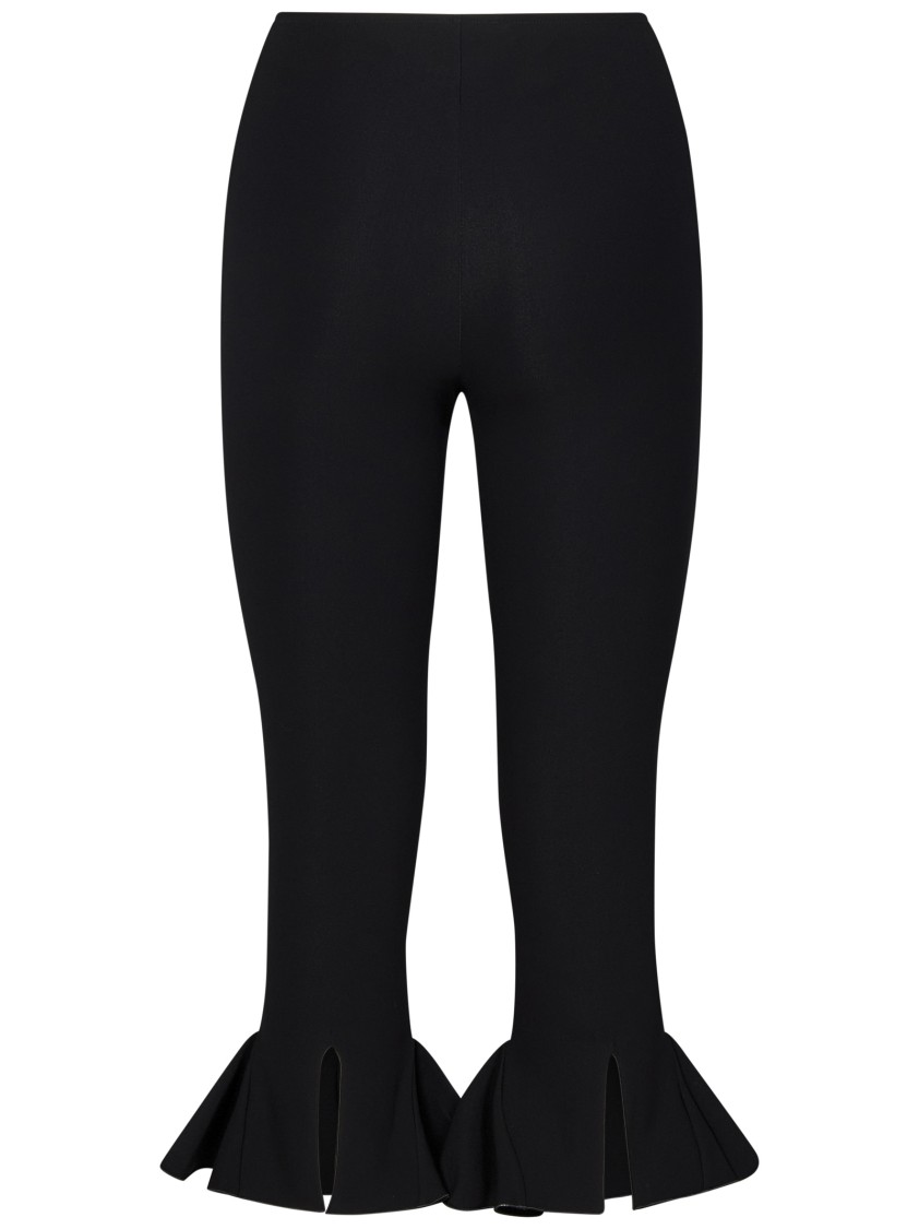 Shop Nensi Dojaka Fitted Black Trousers With Ruffled Hem Detail