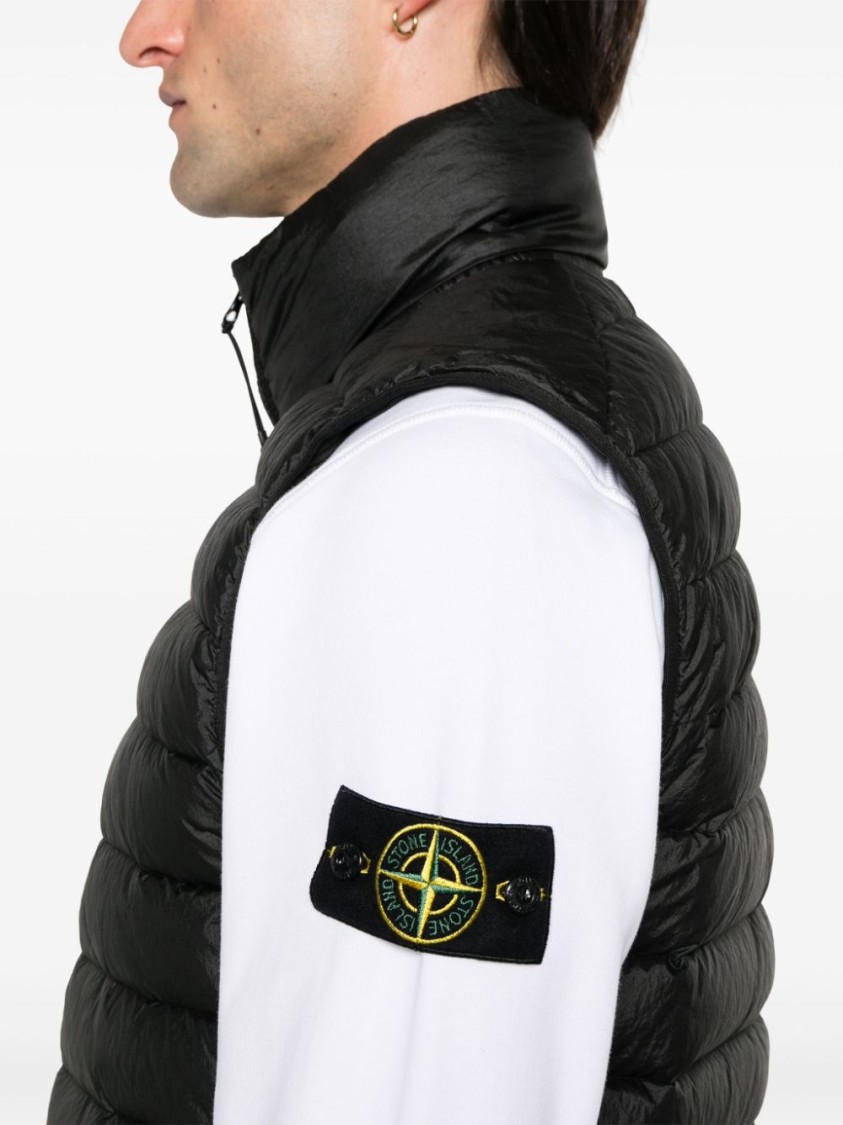 Stone Island Organic Cotton Fleece Sweatshirt With Signature Badge In White
