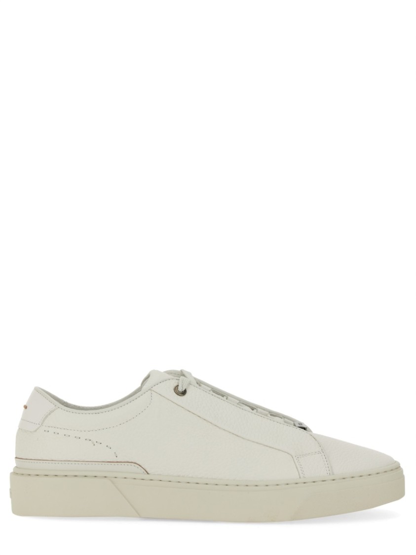 Hugo Boss Gary Tenn Mens Leather Low-top Trainers With Branded Lace Loop Nos In White
