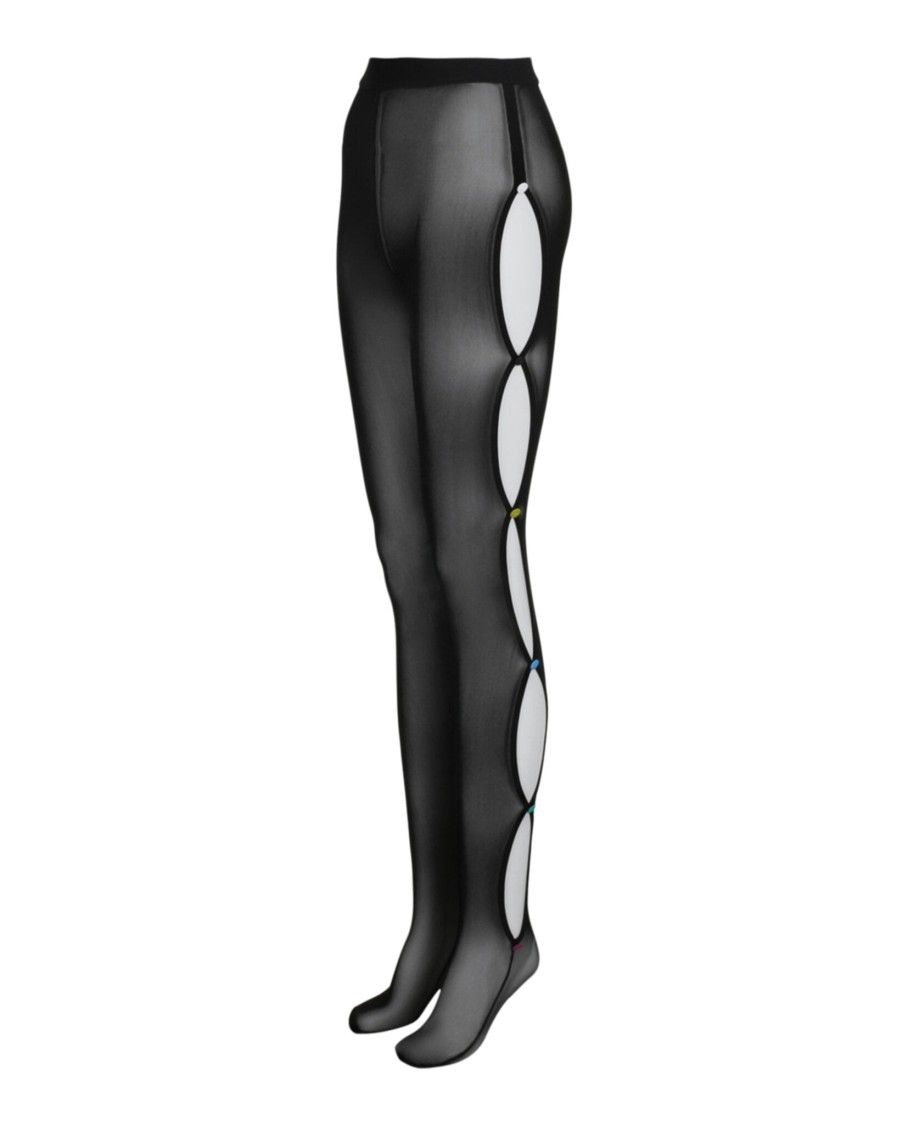 Versace Cut-out Mesh Tights In Black