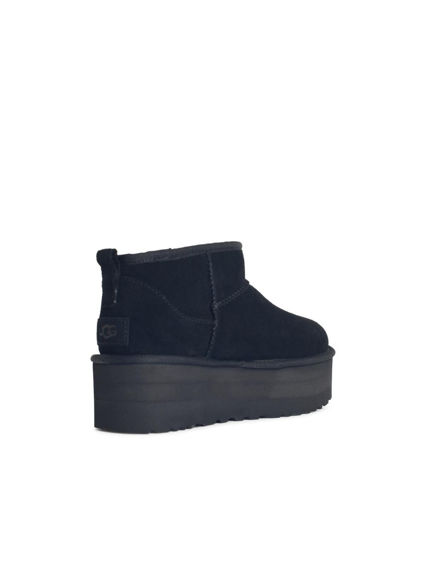Ugg Classic Ultra Mini Platform' Black Suede Boots In Black