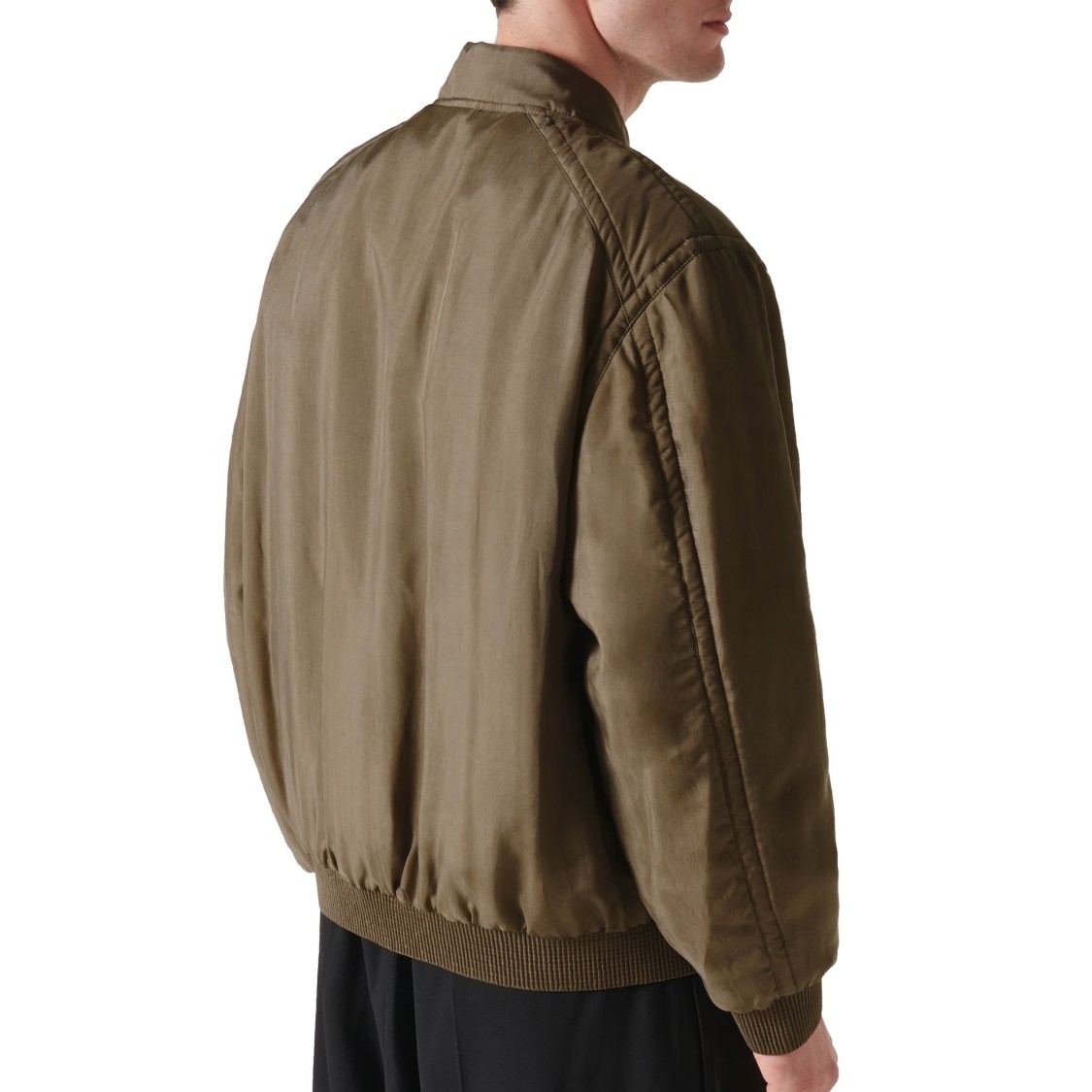 Saint Laurent Twill Teddy Bomber Jacket In Green