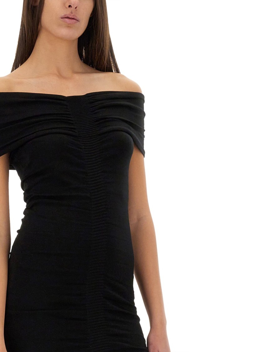 Alexander Wang Off Shoulder Ruched Dress In Black