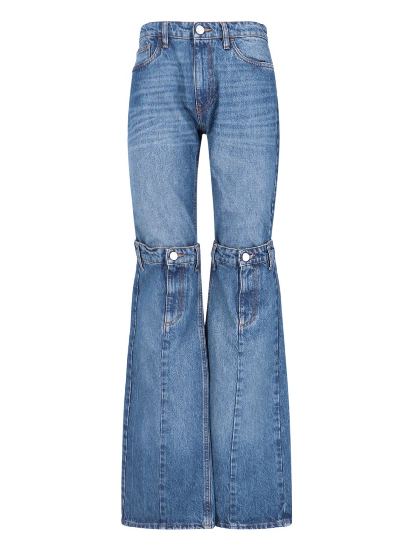 COPERNI COPERNI OPEN KNEES BOOTCUT JEANS IN BLUE DENIM
