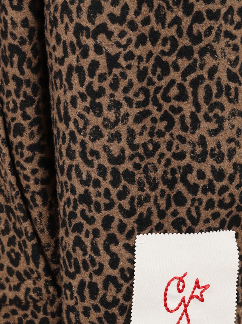 Golden Goose Cocoon Coat In Faded Leopard Jacquard Wool In Brown