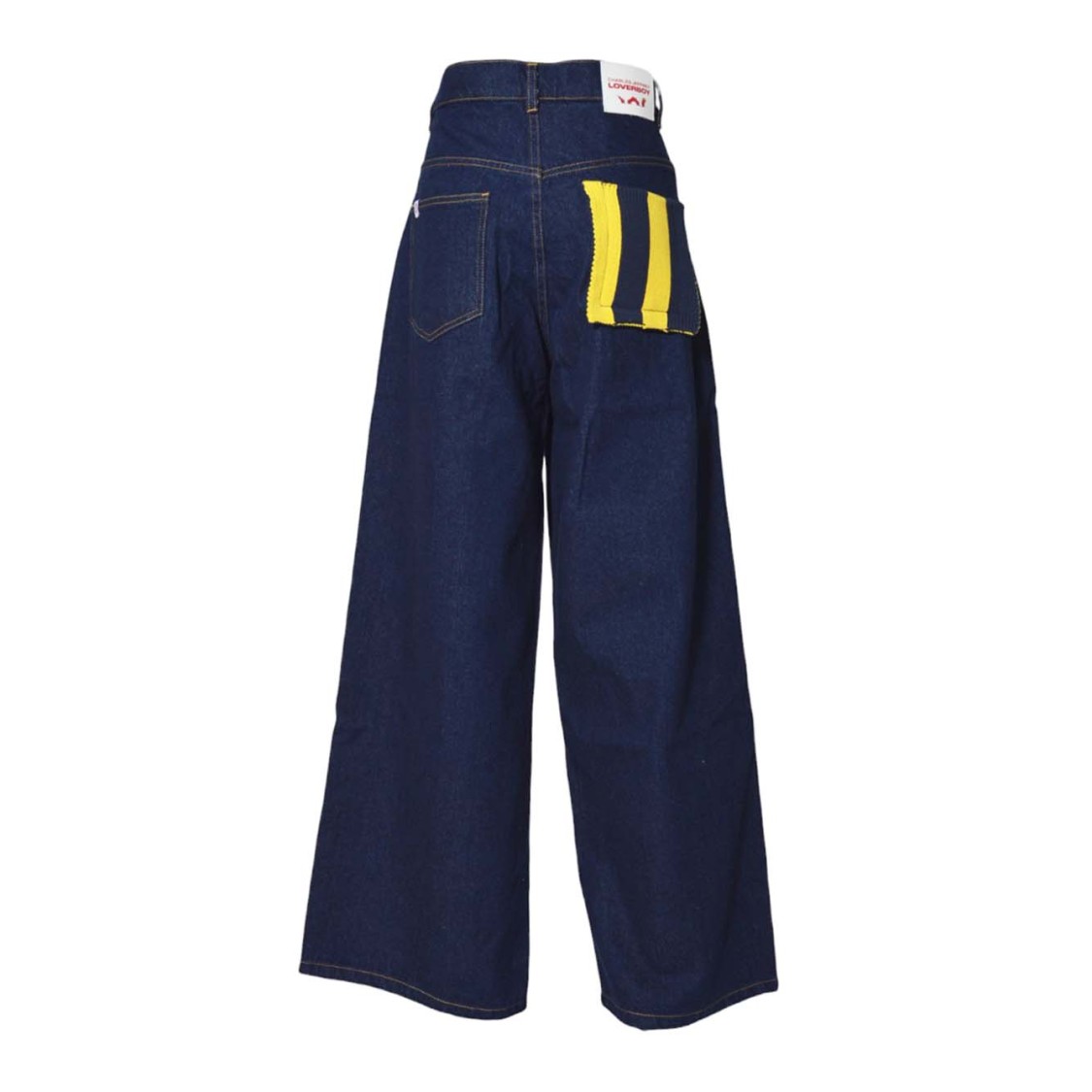 Charles Jeffrey Loverboy Blue Denim Wide Leg Jeans In Blue