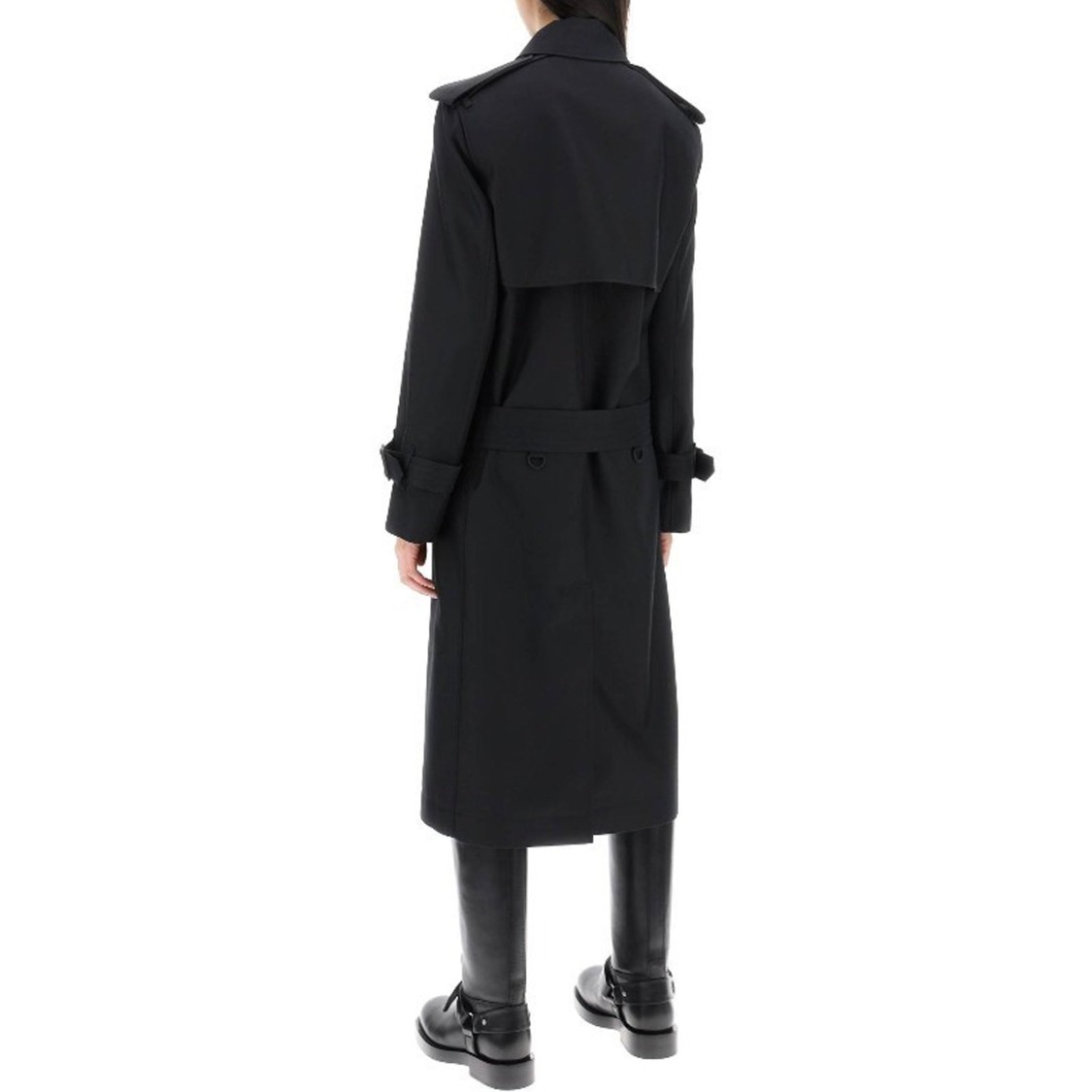 Burberry Blend Silk Trench Coat Women In Black