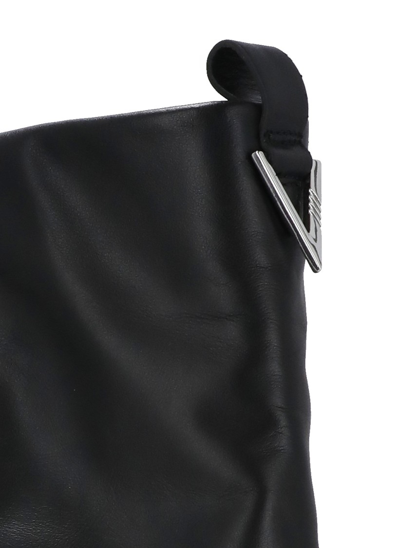 Attico 'robin' Black Boots With Square Toe And Logo Plaque On The Rear In Black