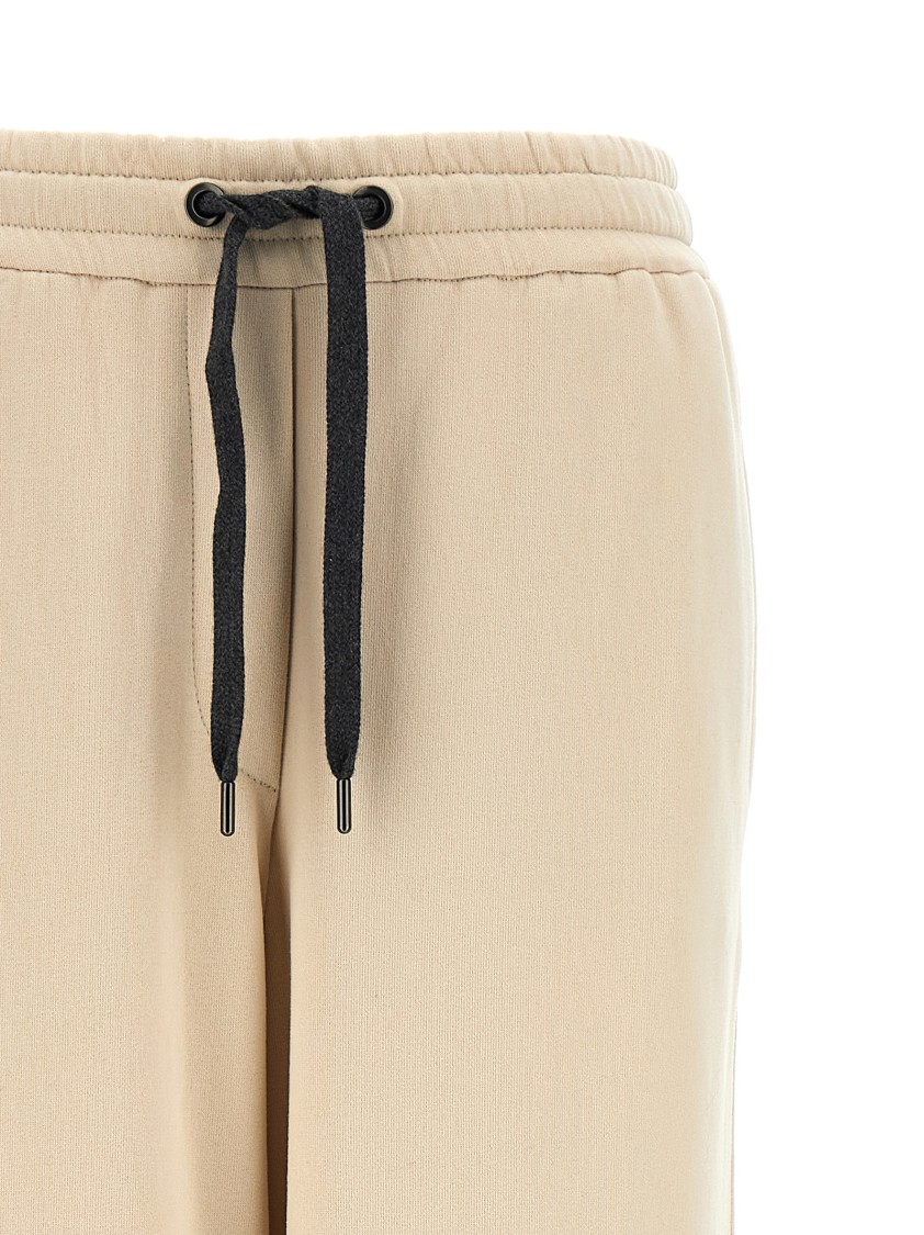 Brunello Cucinelli Wide-leg Fleece Trousers With Adjustable Drawstring In Neutral