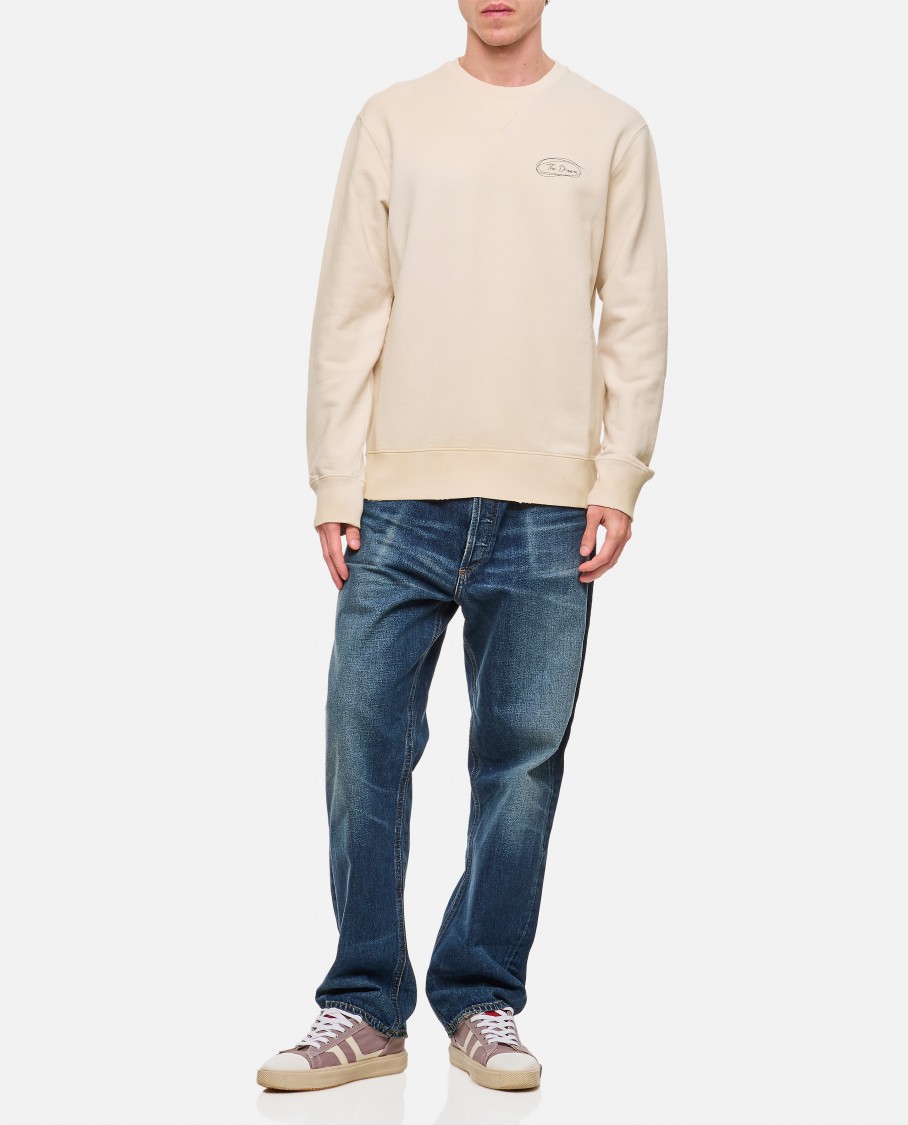 Golden Goose Organic Cotton Sweatshirt With Front And Back Print In Neutrals
