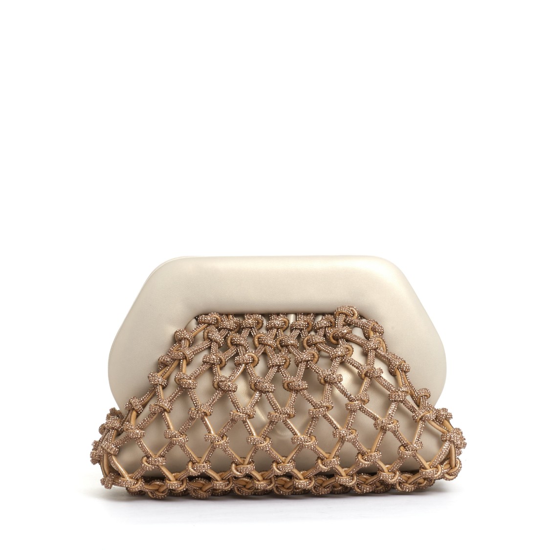 Themoirè Gold Rhinestone Clutch In Neutrals