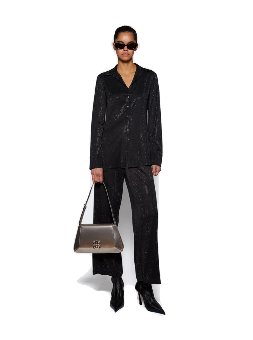 Alexander Wang Crystal Hotfix Slim Shirt Washed Charcoal In Black