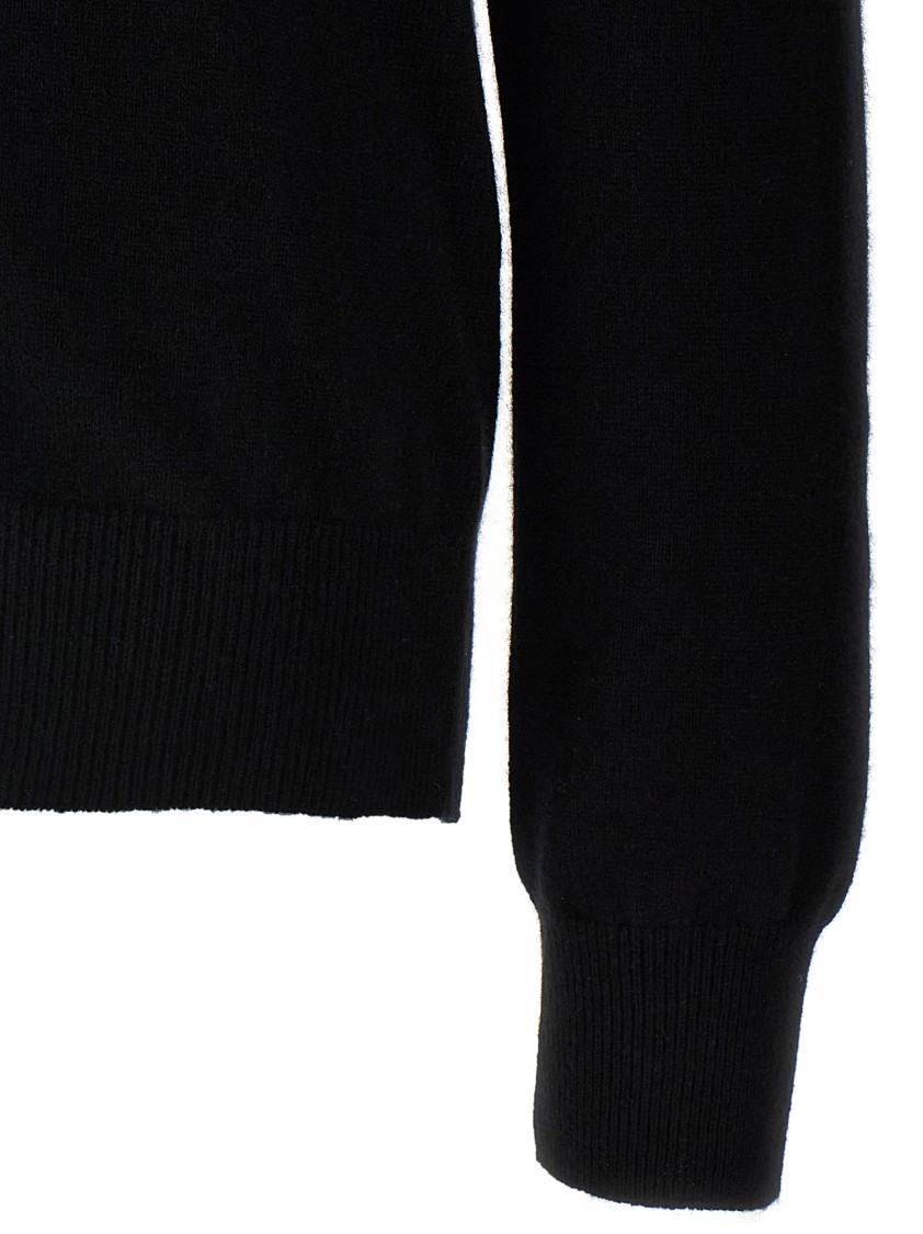 Comme Des Garçons Button-closure Black Wool Cardigan With Logo Patch In Black