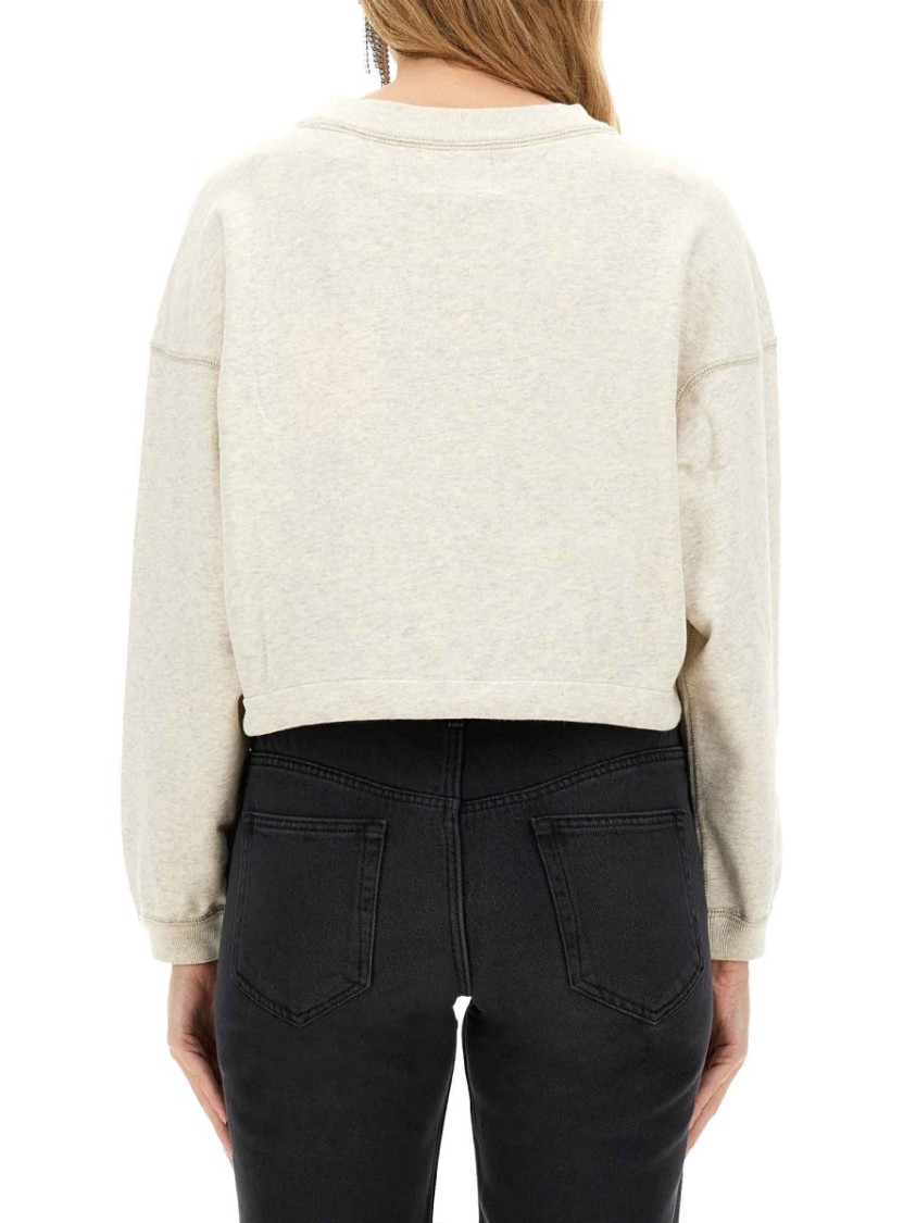 Isabel Marant Étoile Margo Cropped Drawstring Sweatshirt In White