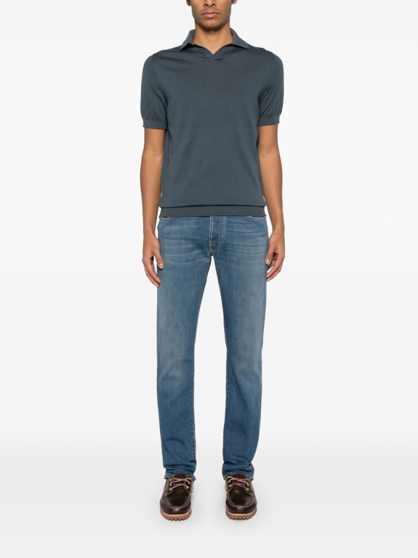 Jacob Cohen Blue Cotton Slim Men Jeans In Blue