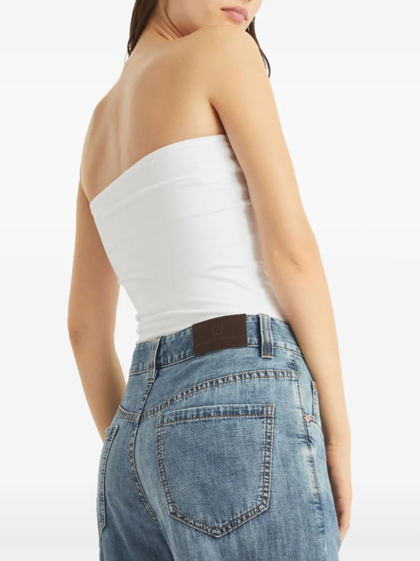 Brunello Cucinelli Wide-leg Blue Jeans With Whiskering Effect And Classic Five-pocket Design In Blue
