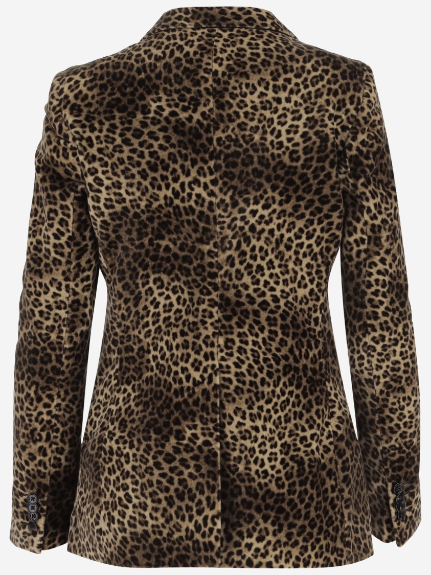 Tagliatore Cupro Jacket With Leopadrata Pattern In Brown
