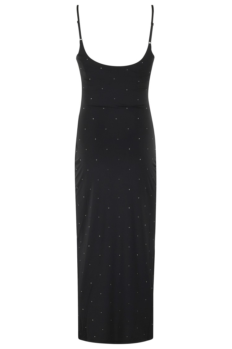 Mc2 Saint Barth Bodycon Midi Dress With Rhinestone Embellishments