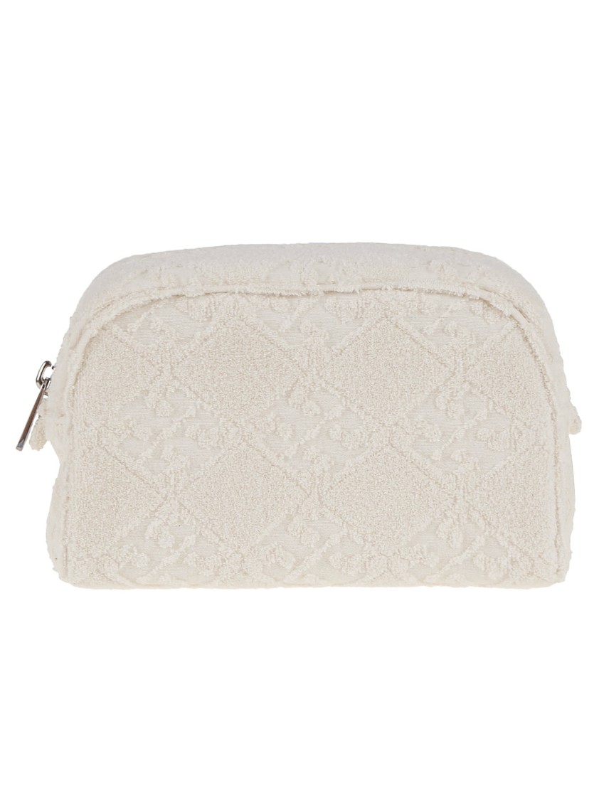 Tory Burch Textured Cotton Blend Clutch With Zip Closure