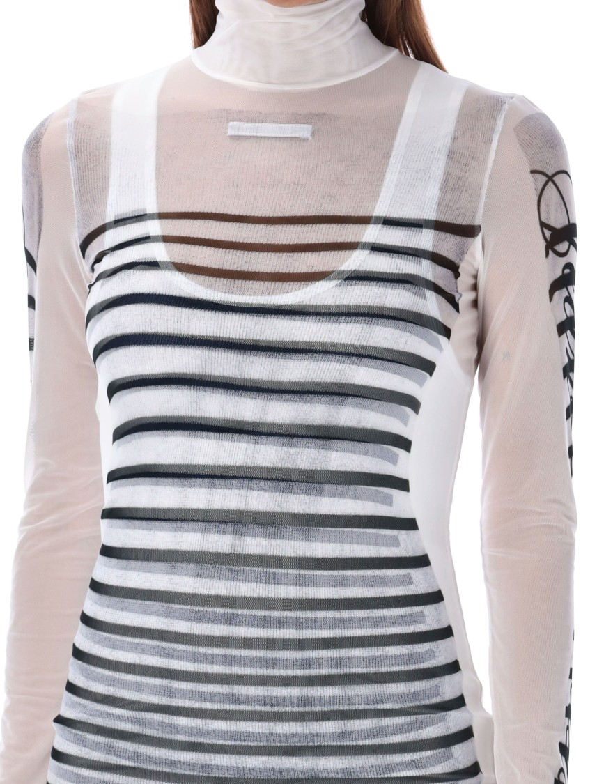 Shop Jean Paul Gaultier Mini Dress With Feather Mariniere In White