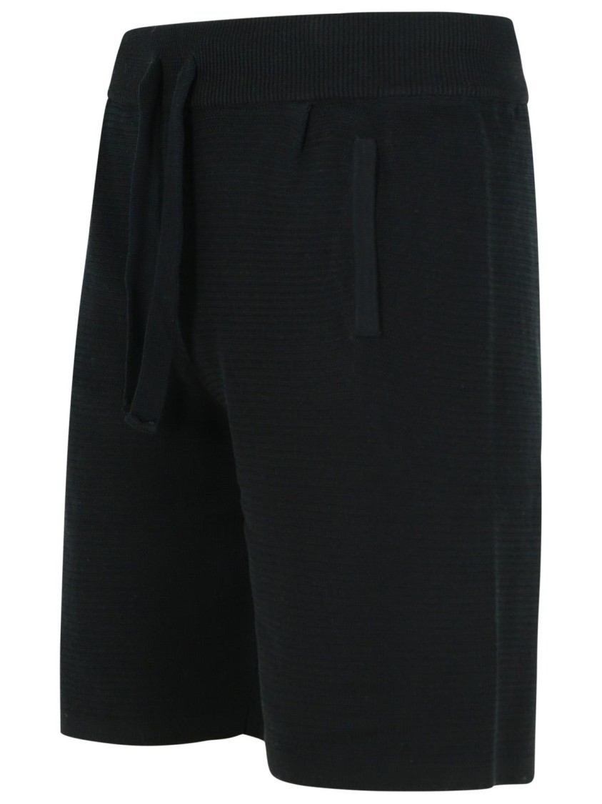 Shop Laneus Black Cotton Bermuda Shorts