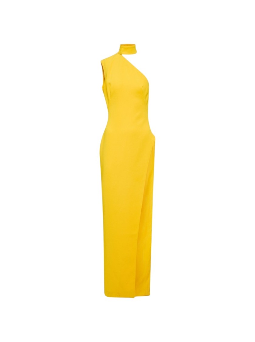 MONOT MÔNOT ASYMMETRICAL HIGH NECK SHOULDER DRESS 